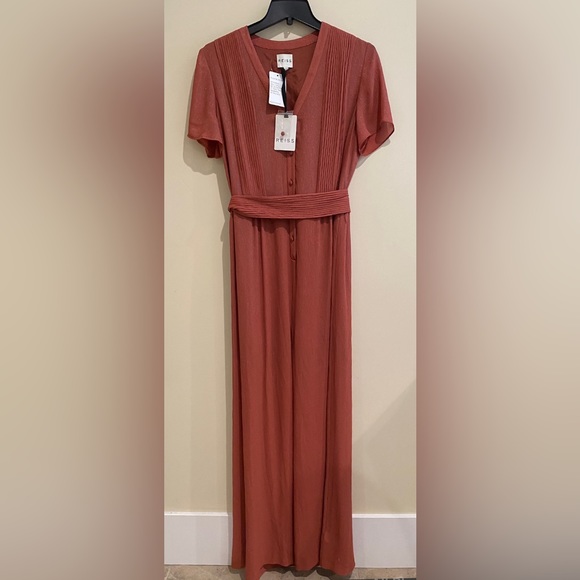 REISS UK Genie Long Maxi Shirt Dress in Augburn Orange - Picture 2 of 7